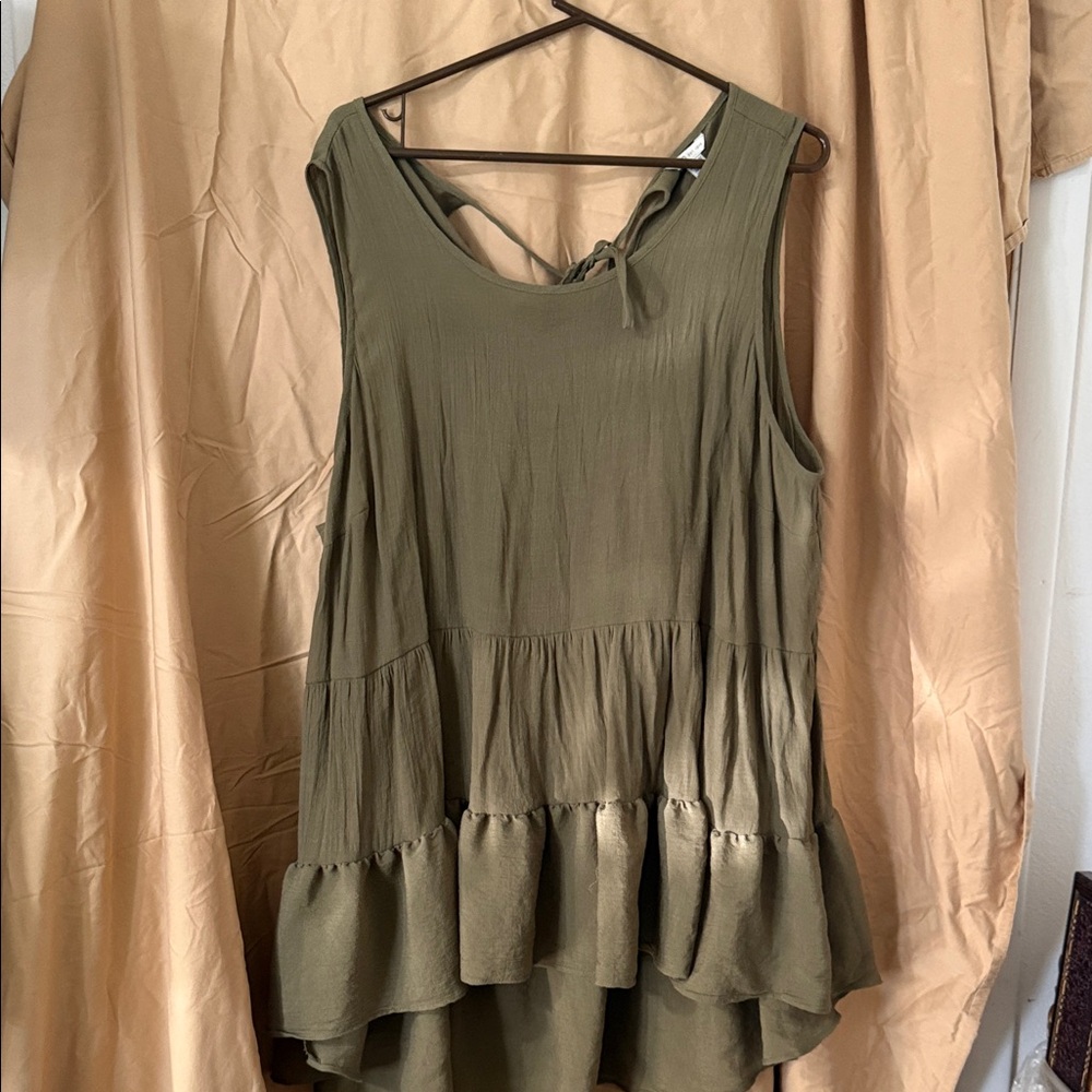 Cato Olive Green Ruffle Hem Tunic